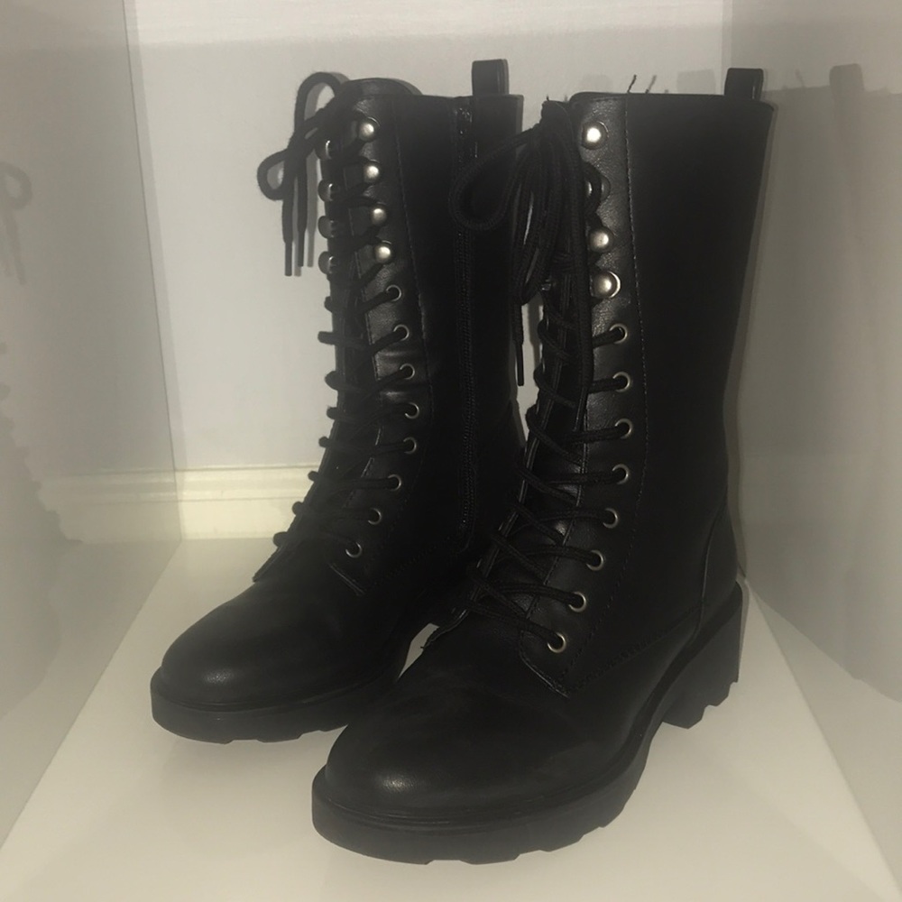 Cute Leather Combat Boots